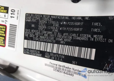 2017 Toyota Sienna Le 7 Passenger из США, поврежденный, VIN 5TDKZ3DCXHS896739